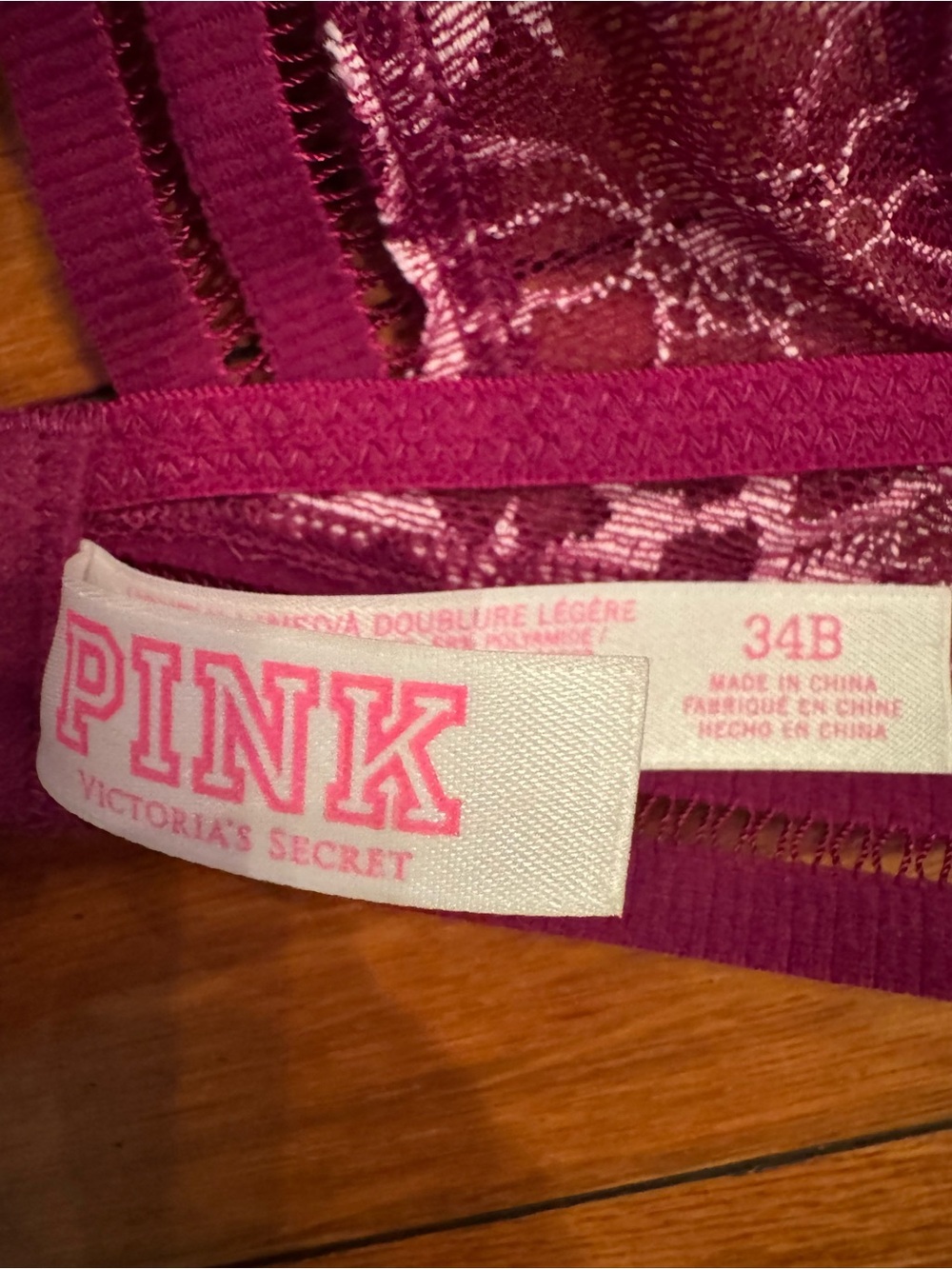 Victoria’s Secret PINK Floral Lace Cage Racerback Bra - 34B EUC - Picture 4 of 5